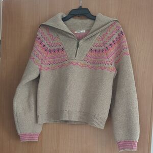Marine Layer Archive Whitney Fair Isle Quarter Zip Sweater